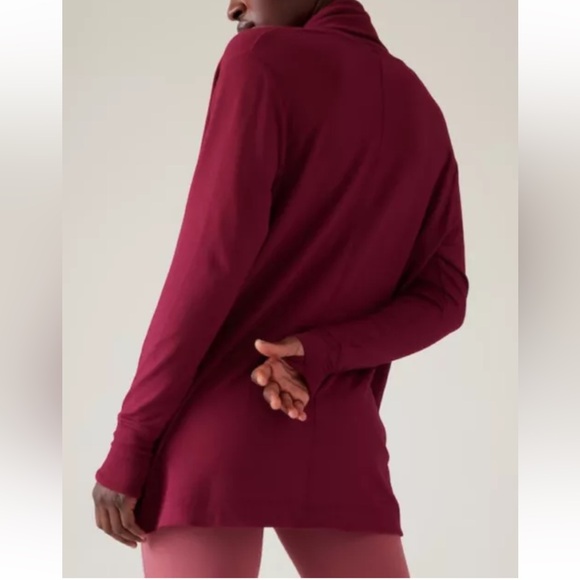 Athleta Pranayama Modal Wrap Coffeeberry Red Open Cardigan Sweater size XS - Picture 2 of 16